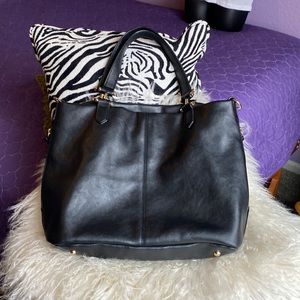 INC black leather purse